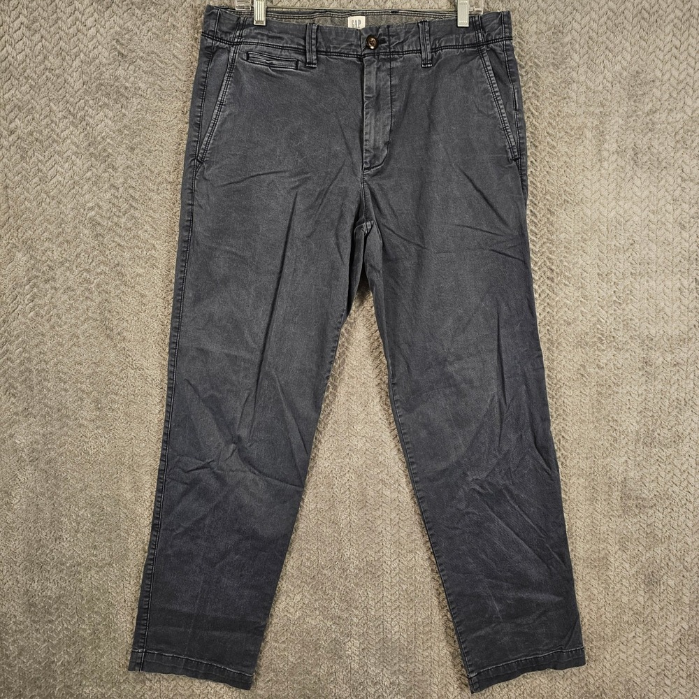 Gap For‎ Good Mens 34x32 Straight Fit Chino Pants Charcoal Gray Cotton Stretch